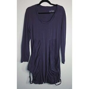 Neon Buddha Dress Womens Large Purple Long Sleeve Ruched Hem Lagenlook Casual